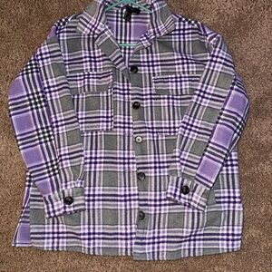 Forever 21 Purple and Gray Plaid Button-Front Shirt